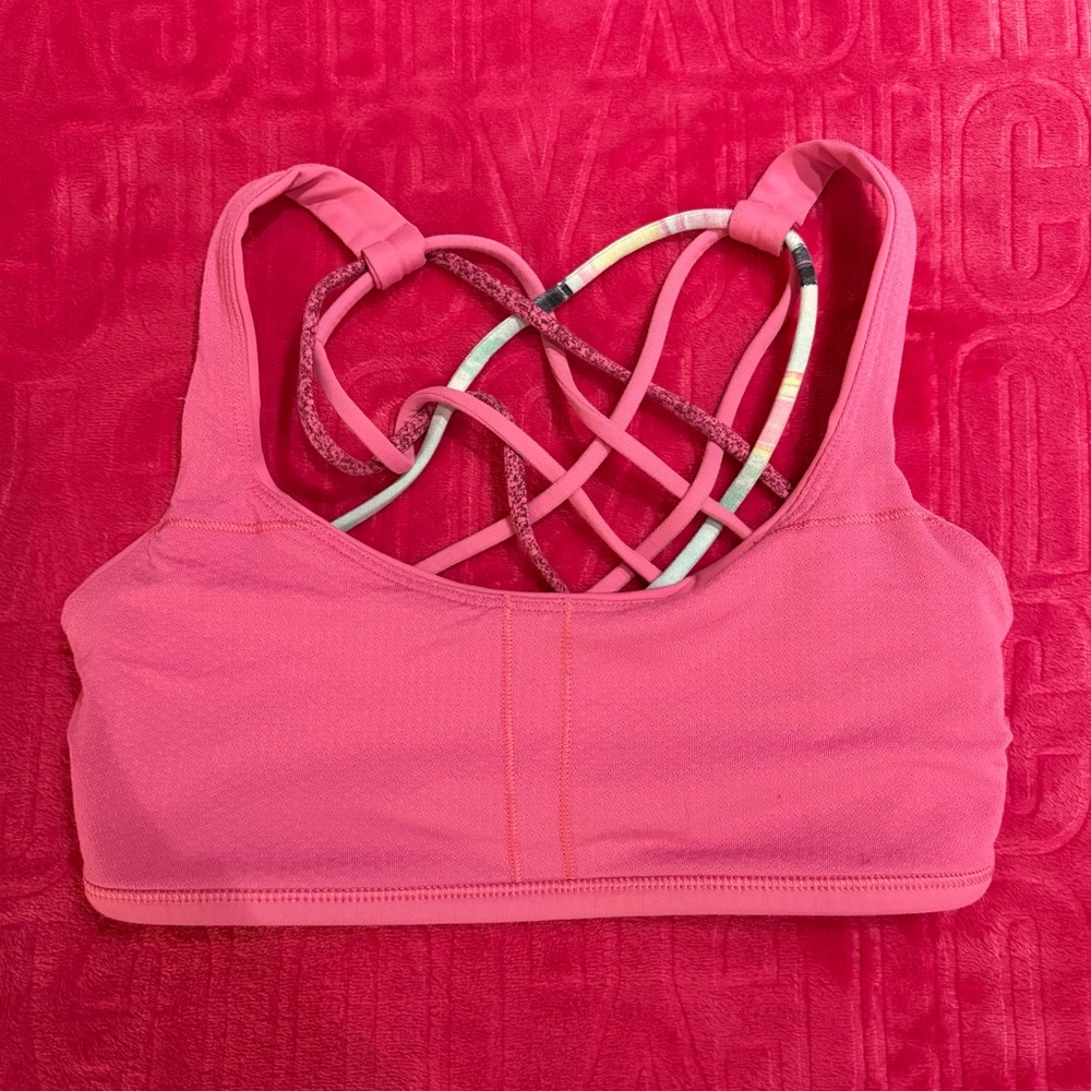 Lululemon Pink Strappy Back Sports Bra Size 4